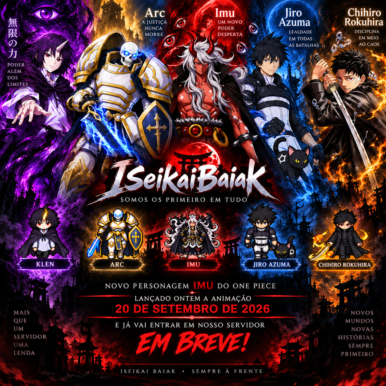 Novos personagens do Isekai Baiak